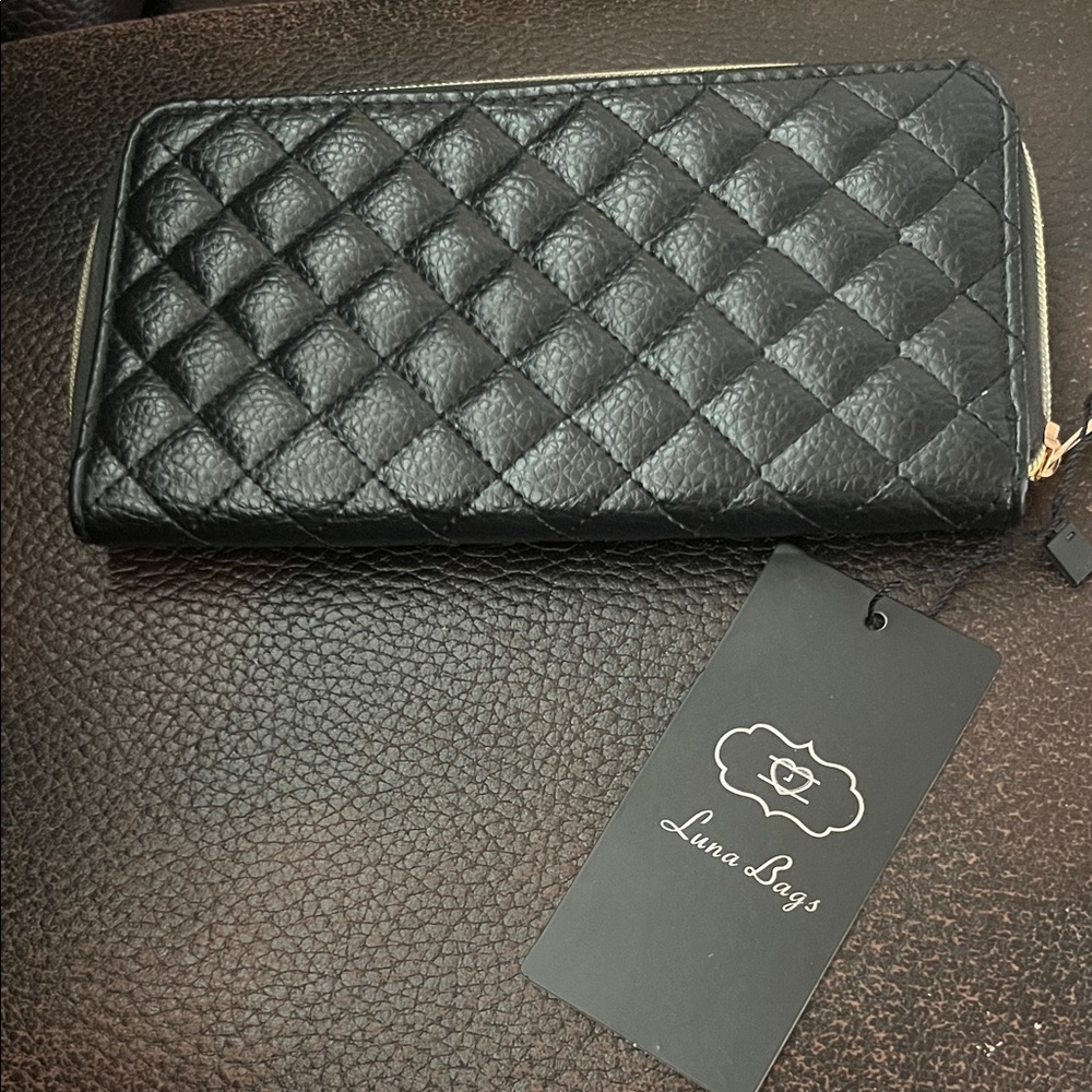 Black Quilted Wallet Luna bags new with tags